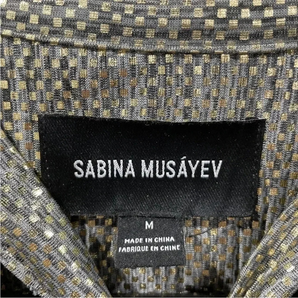 Sabina Musayev Anthropologie Gold Metallic Shimmer Shirt Party Dress Size Medium - Picture 9 of 11